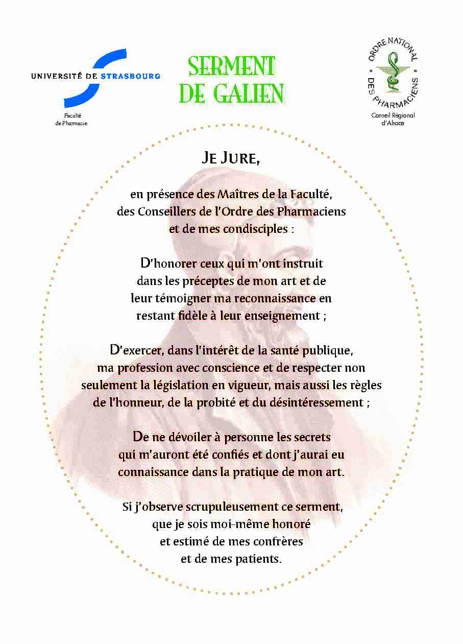 [PDF] serment de Galien - Faculté de pharmacie