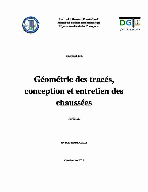 [PDF] Géométrie des tracés conception et entretien des chaussées