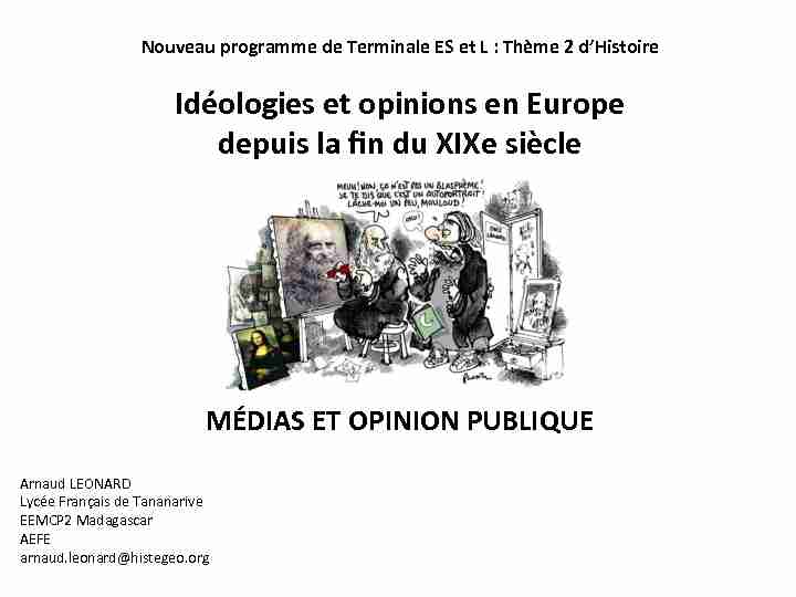 Idéologies et opinions en Europe depuis la fin du XIXe siècle