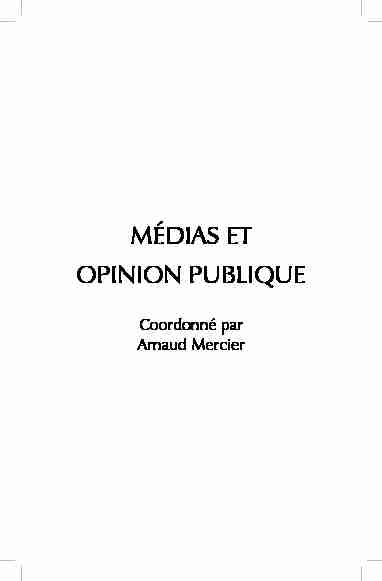 MÉDIAS ET OPINION PUBLIQUE - CNRS