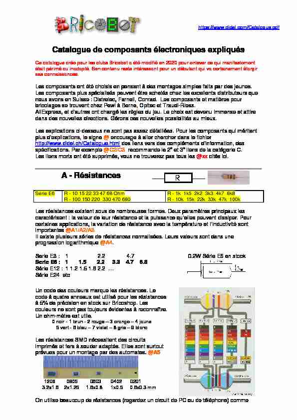 [PDF] Catalogue de composants électroniques expliqués A  - Didel SA