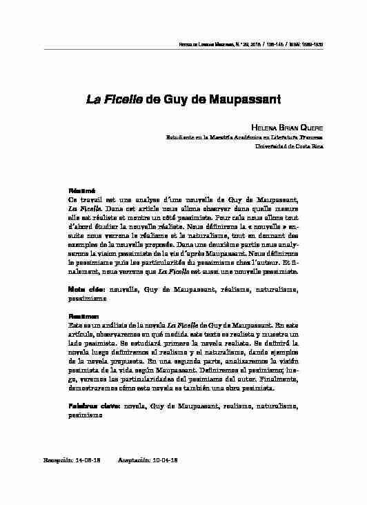 [PDF] La Ficelle de Guy de Maupassant - Revistas UCR - Universidad de