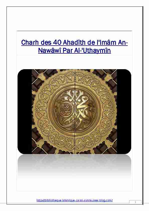 [PDF] Charh des 40 Ahadîth de lImâm An- Nawâwî Par Al - Hadith Du Jour