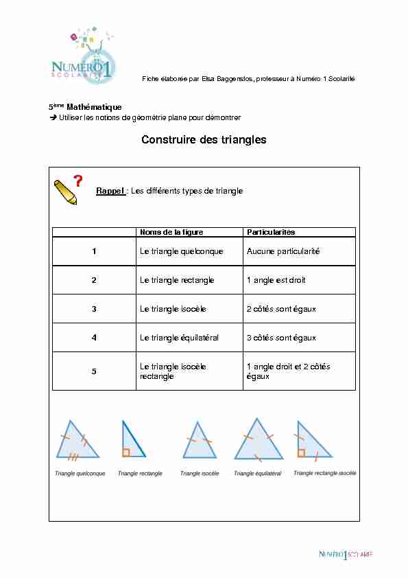 [PDF] Construire des triangles - Numero1-scolaritecom