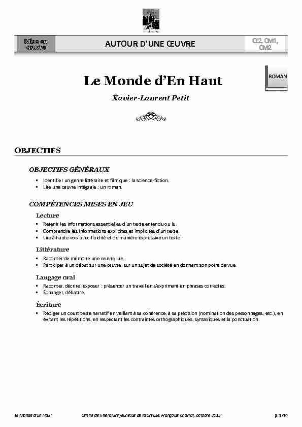[PDF] « Le Monde dEn Haut » de Xavier-Laurent Petit  - Blogs en classe