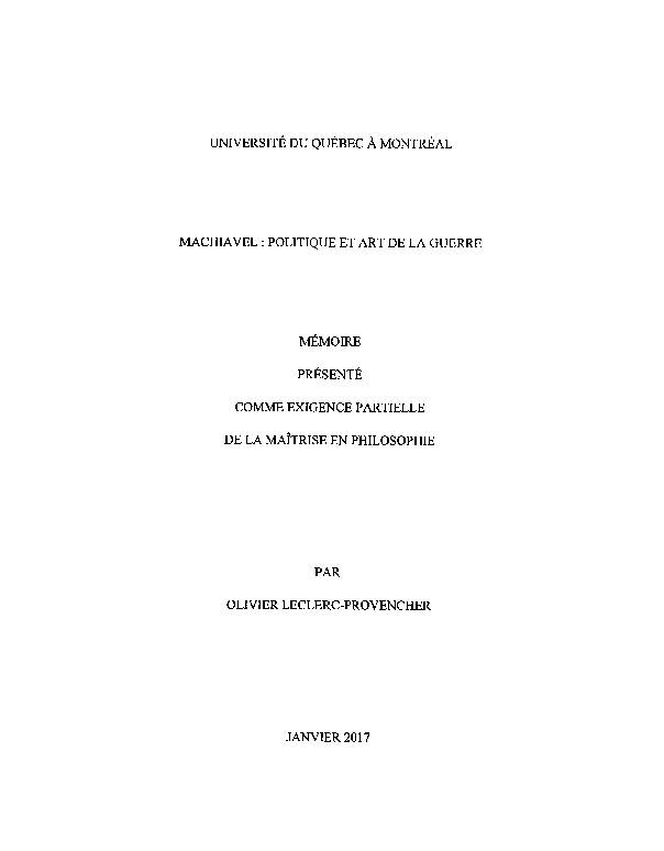 [PDF] Machiavel : politique et art de la guerre - Archipel UQAM