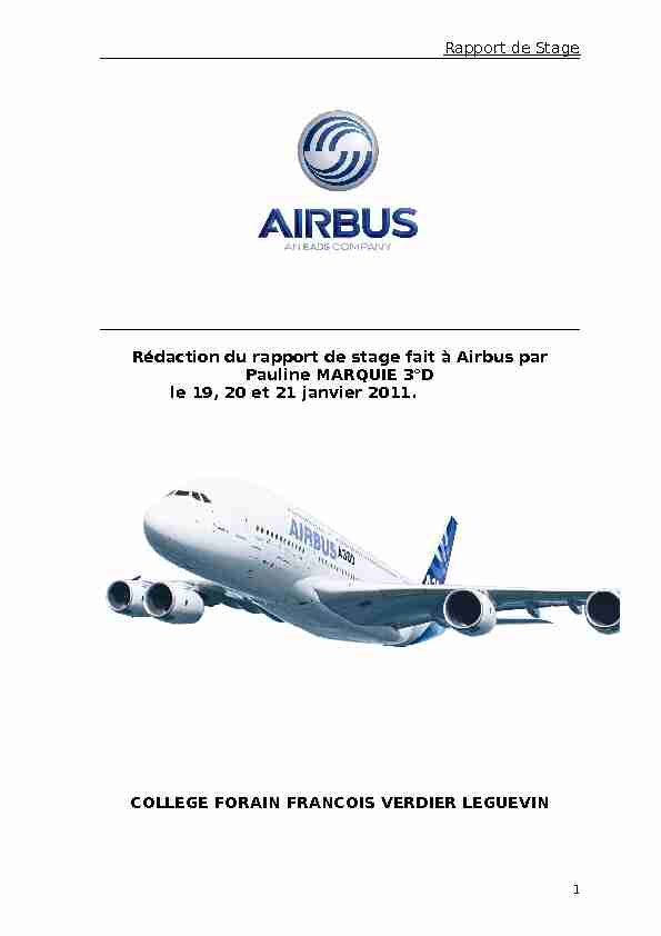 Rédaction du rapport de stage fait à Airbus par Pauline