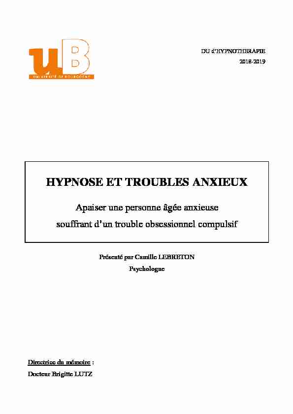 HYPNOSE ET TROUBLES ANXIEUX