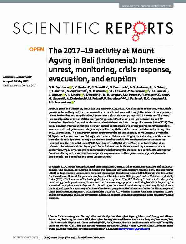 The 2017-19 activity at Mount Agung in Bali (Indonesia) : intense