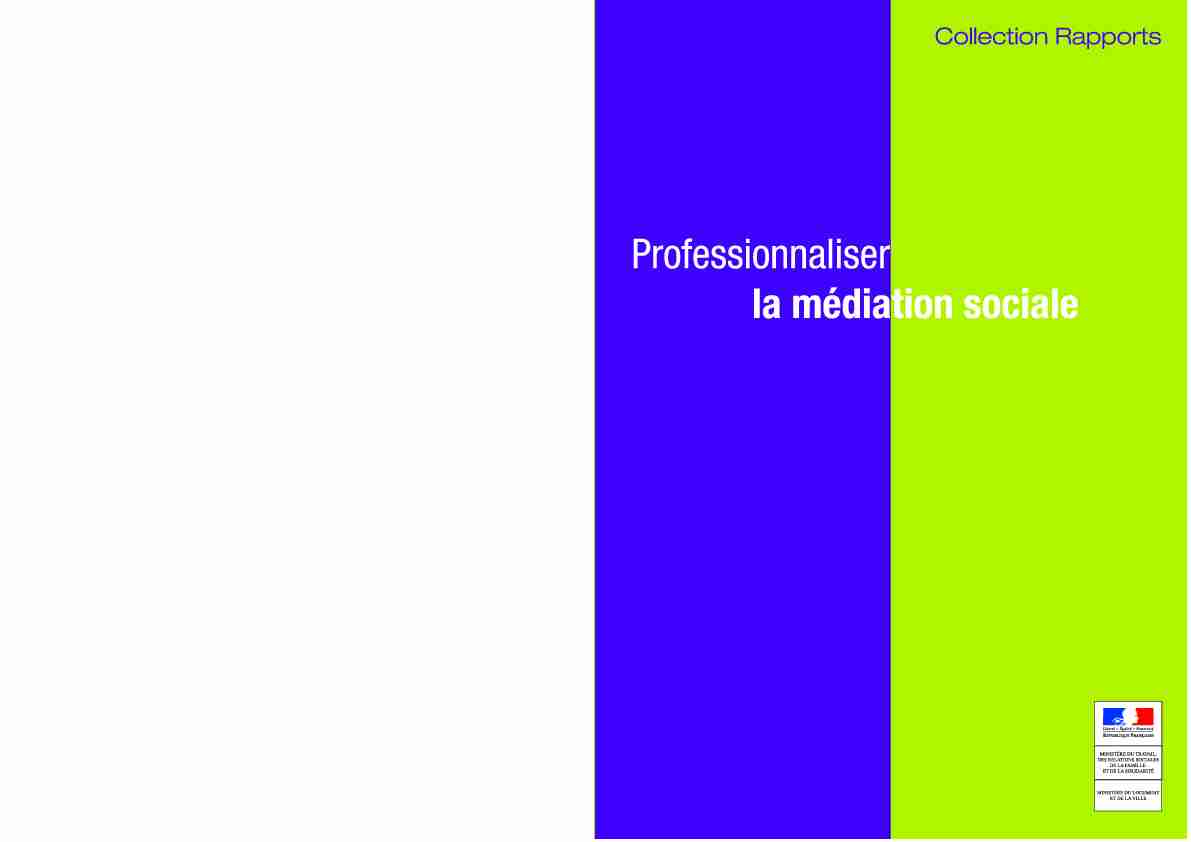[PDF] Professionnaliser la médiation sociale - Ministère du Travail