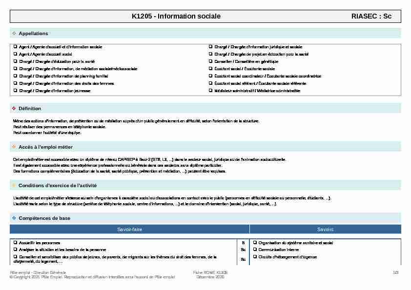 Fiche métier - K1205 - Information sociale