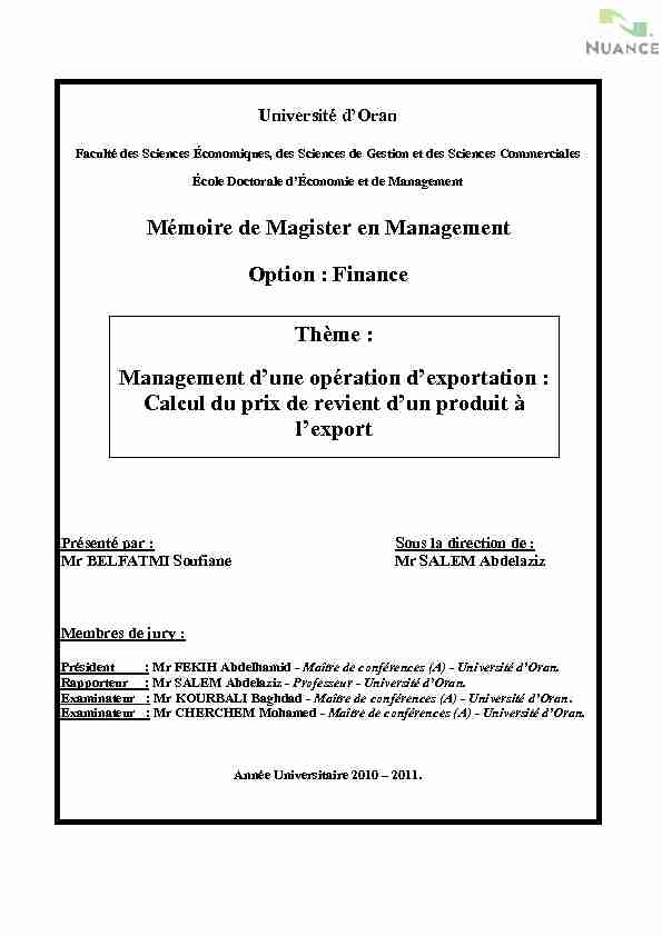 [PDF] Mémoire de Magister en Management Option - DSpace de l