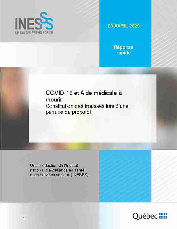 COVID-19 et Aide médicale à mourir : Constitution des trousses lors
