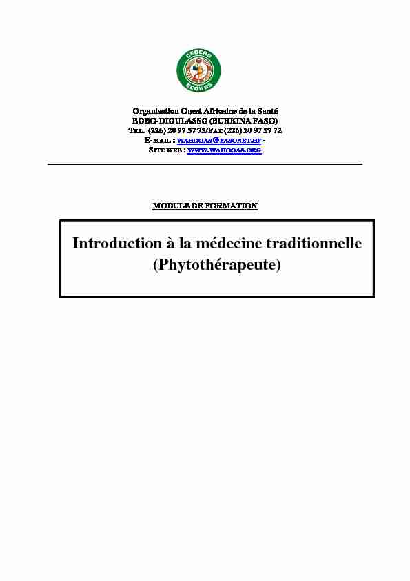 Introduction à la médecine traditionnelle (Phytothérapeute)