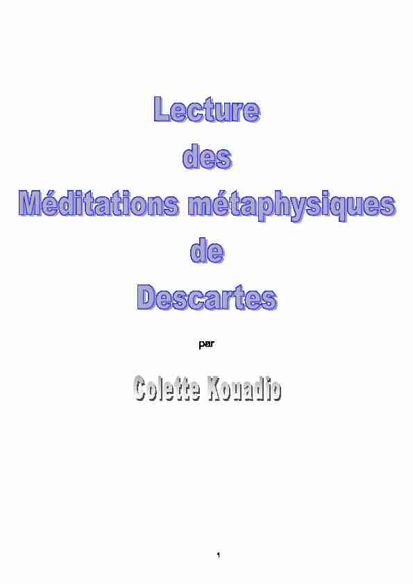 Introduction aux Méditations Métaphysiques de Descartes