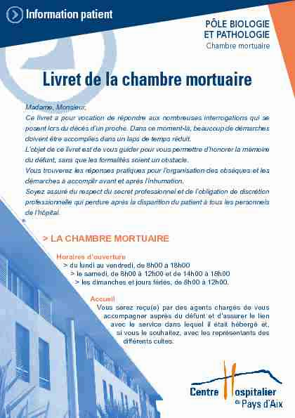 Livret de la chambre mortuaire - CH Aix en Provence