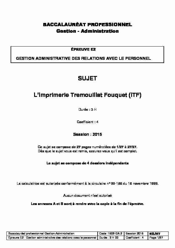 SUJET LImprimerie Tremouillat Fouquet (ITF)