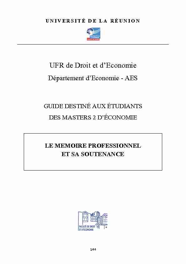Guide Mémoire Professionnel - M2 Economie