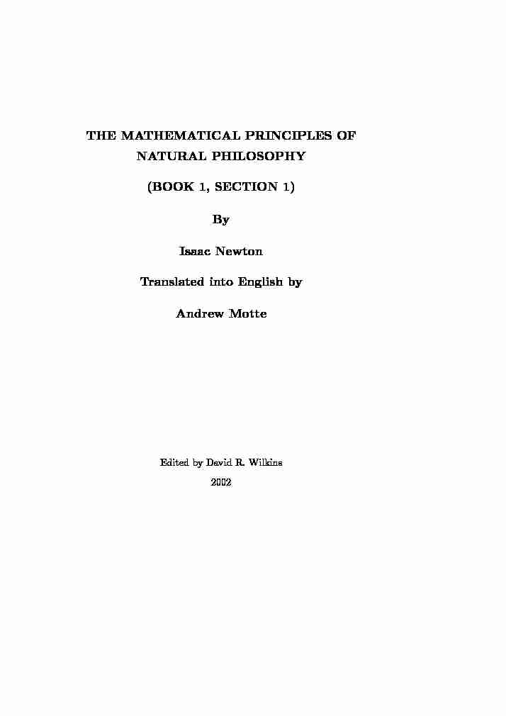THE MATHEMATICAL PRINCIPLES OF NATURAL PHILOSOPHY (BOOK 1