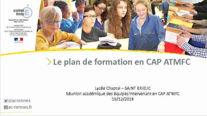 Le plan de formation en CAP ATMFC - Espace pédagogique
