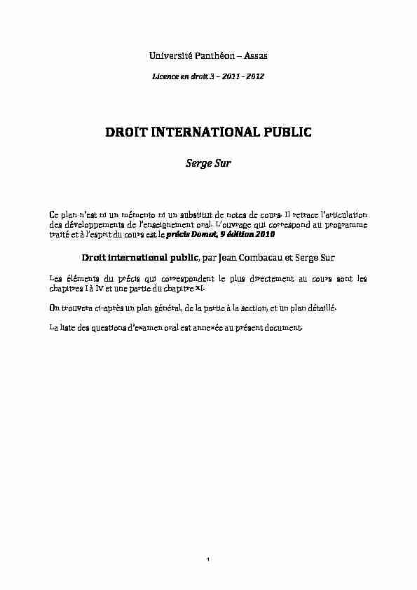 [PDF] DROIT INTERNATIONAL PUBLIC