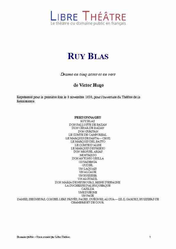 Ruy Blas - Libre Théâtre