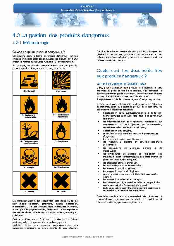 4.3 La gestion des produits dangereux