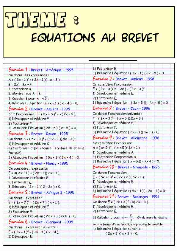 Equations au Brevet