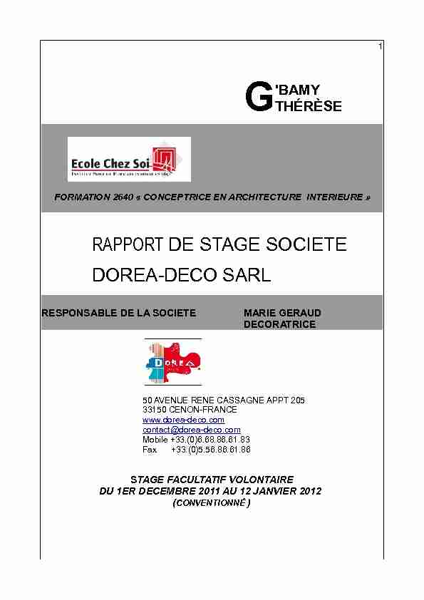RAPPORT DE STAGE SOCIETE DOREA-DECO SARL