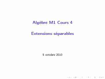 Algèbre M1 Cours 4 [3ex] Extensions séparables