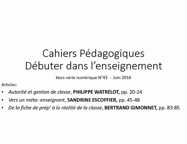[PDF] 4 Autorité et gestion de classe - Ipef Dakar