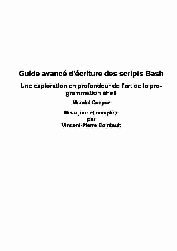 Guide avancé décriture des scripts Bash - Une exploration en