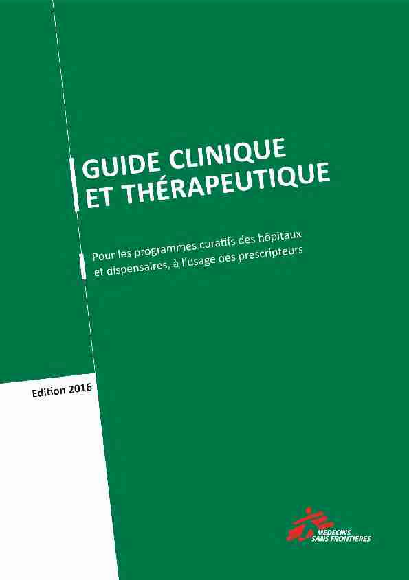 Guide clinique et thérapeutique - 2016 (MàJ : 13 Février 2017)