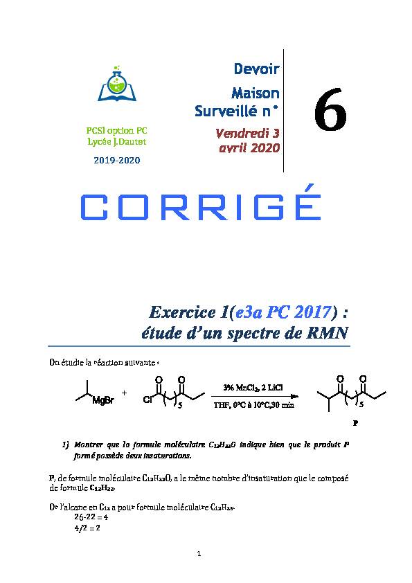 [PDF] Exercice 1(e3a PC 2017) : étude dun spectre de RMN