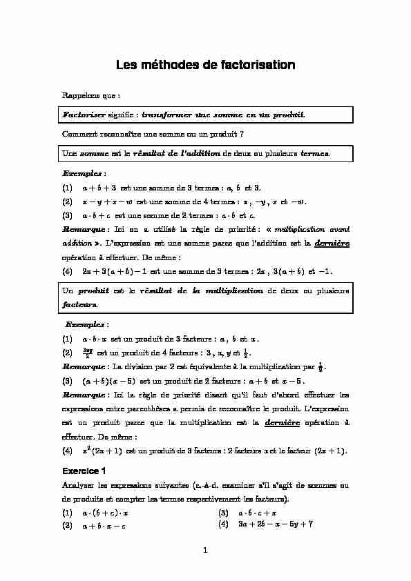 Searches related to methodes de factorisation d un polynome PDF