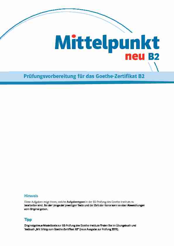 [PDF] Prüfungsvorbereitung für das Goethe-Zertifikat B2 - Klett Sprachen
