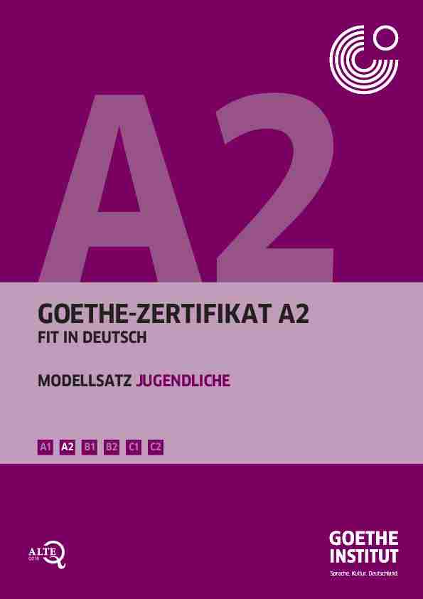 [PDF] Goethe Zertifikat A2 - Goethe-Institut
