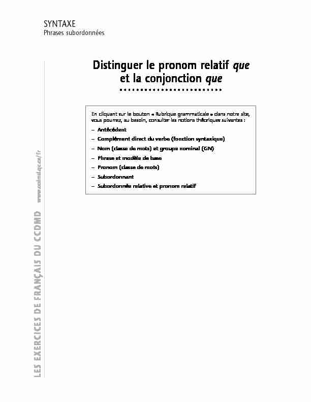 [PDF] Distinguer le pronom relatif que et la conjonction que