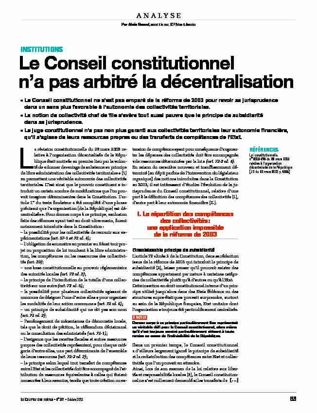 [PDF] Le Conseil constitutionnel na pas arbitré la  - Seban & Associés