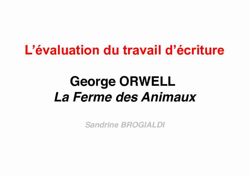 Lévaluation du travail décriture George ORWELL La Ferme des