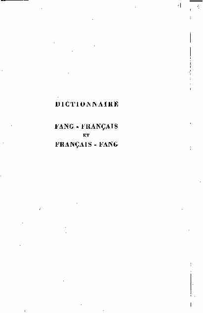 Le dictionnaire Fang / Français