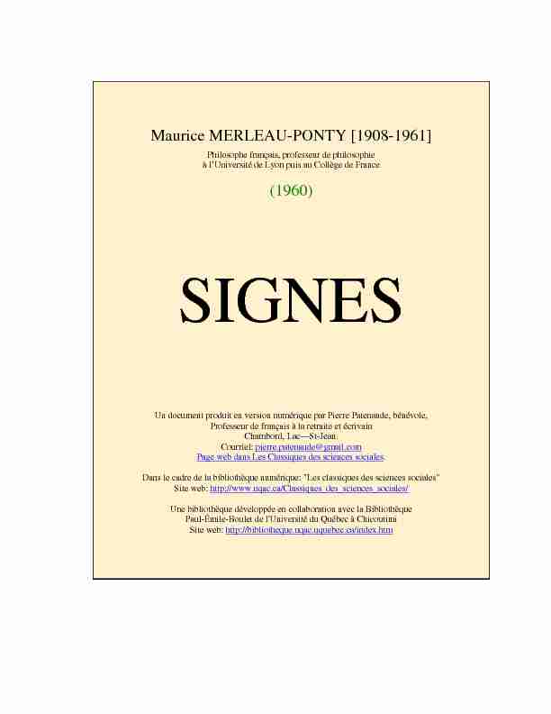 Maurice Merleau-Ponty SIGNES. (1960)