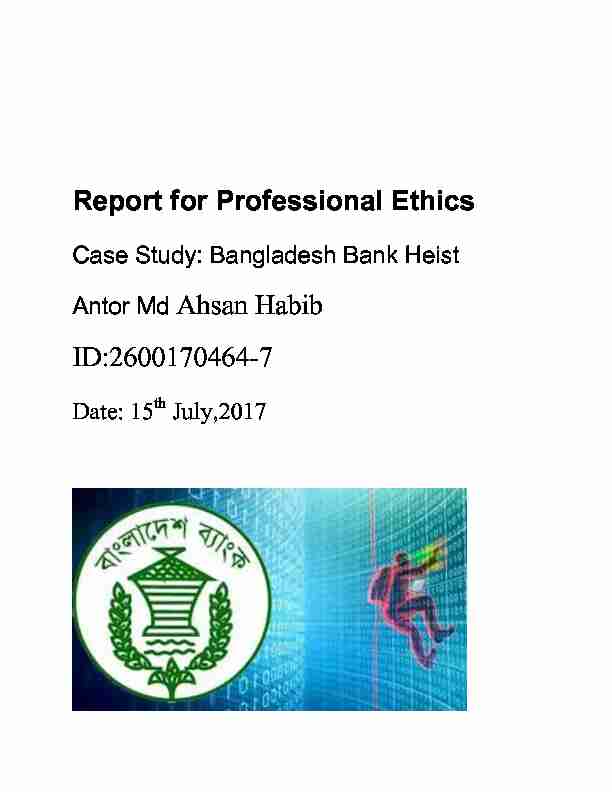 Report for Professional Ethics Antor Md Ahsan Habib ID