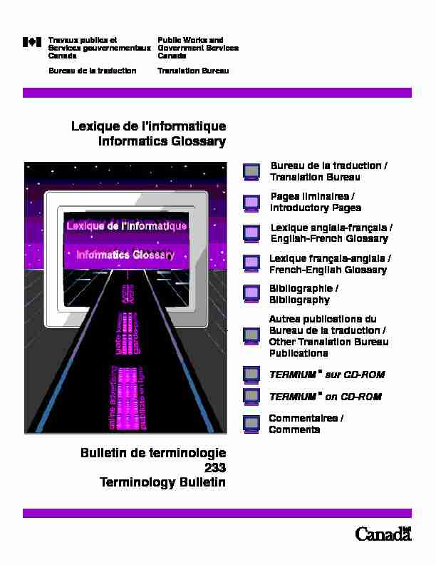 [PDF] Lexique de linformatique Informatics Glossary Bulletin de