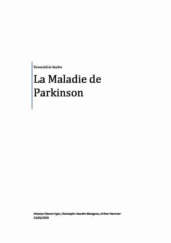 Université de Genève La Maladie de Parkinson