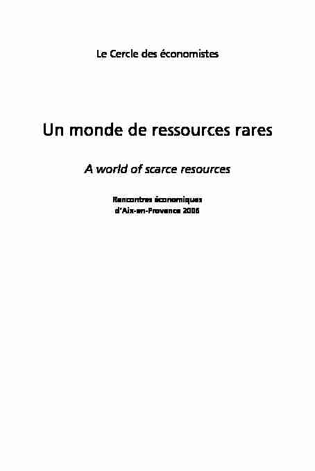 Un monde de ressources rares