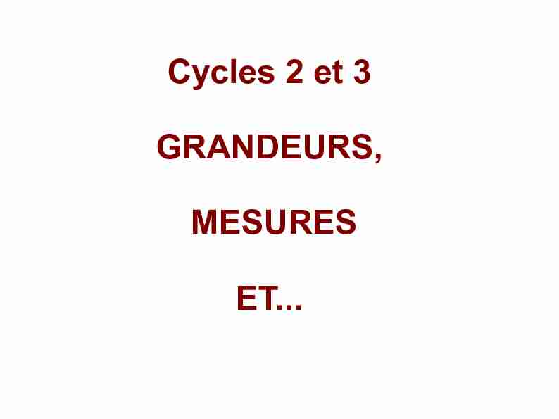 [PDF] Cycles 2 et 3 GRANDEURS, MESURES ET - Circonscription IEN