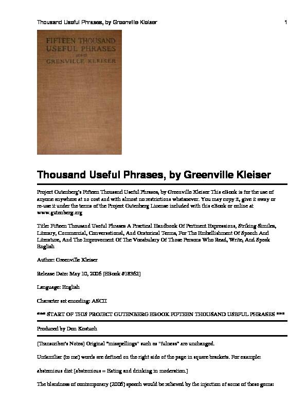 Thousand Useful Phrases by Greenville Kleiser