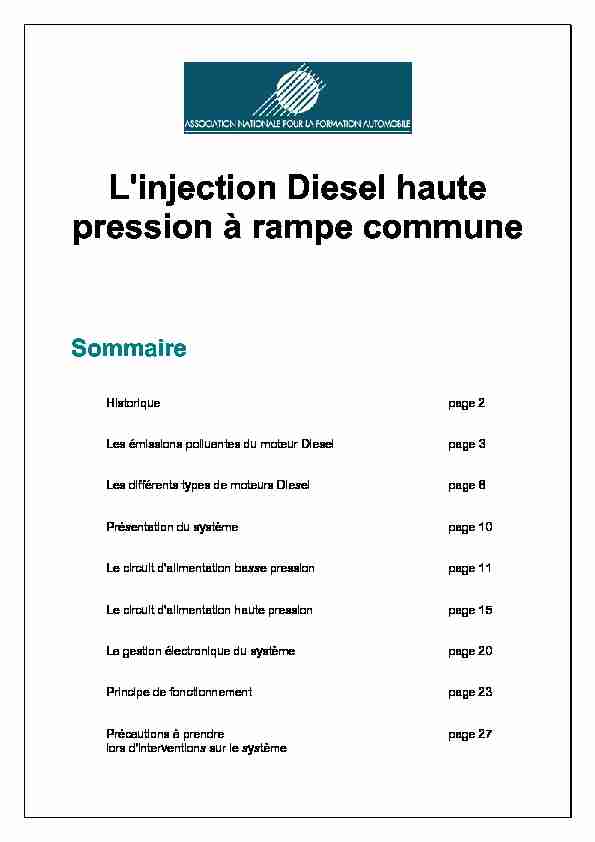 Linjection Diesel haute pression à rampe commune