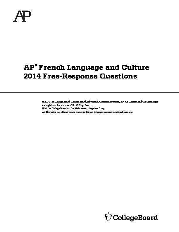 A P French Language and Culture 2014 Free-Response Questions